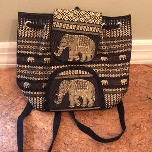 Black & Gold Elephant Backpack
